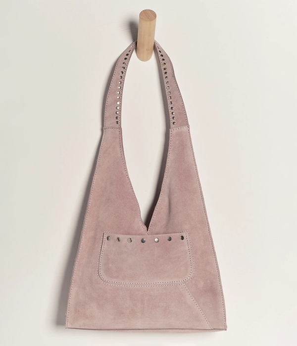Womens Soho Suede Stud Shoulder Bag