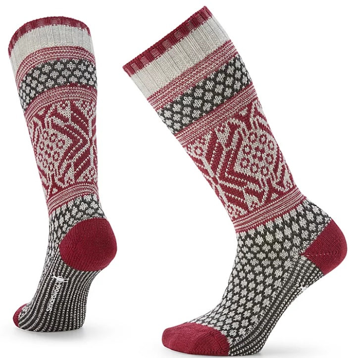 Womens Everyday Popcorn Snowflake Pattern Crew Socks