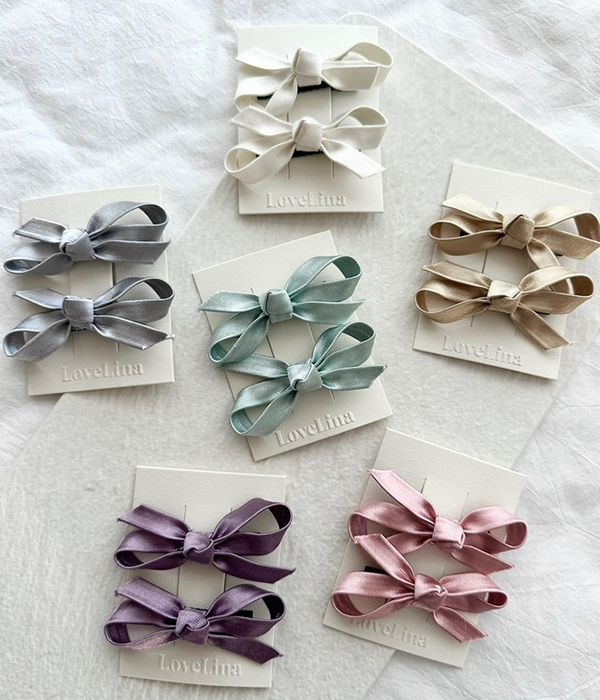 2pc Ribbon Hair Clips Set - Dosa Assorted