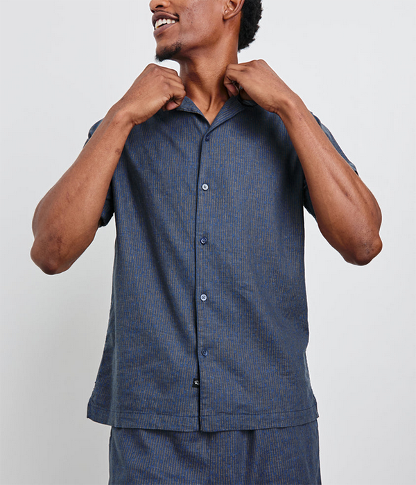 Mens Atlas Button Down in Navy Cedar Vertical