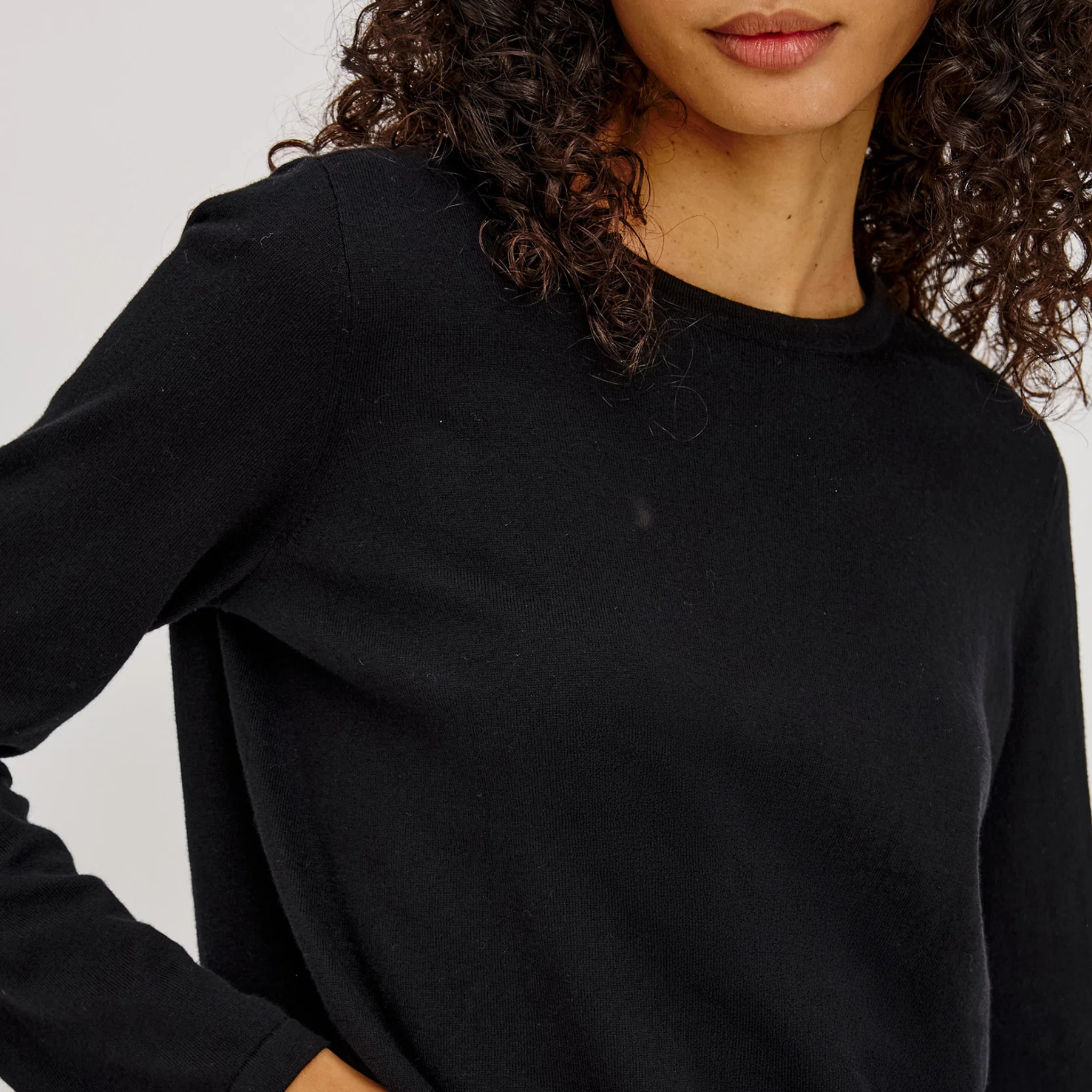 Rails Cotton Cashmere Long Sleeve Tee in Black-Black