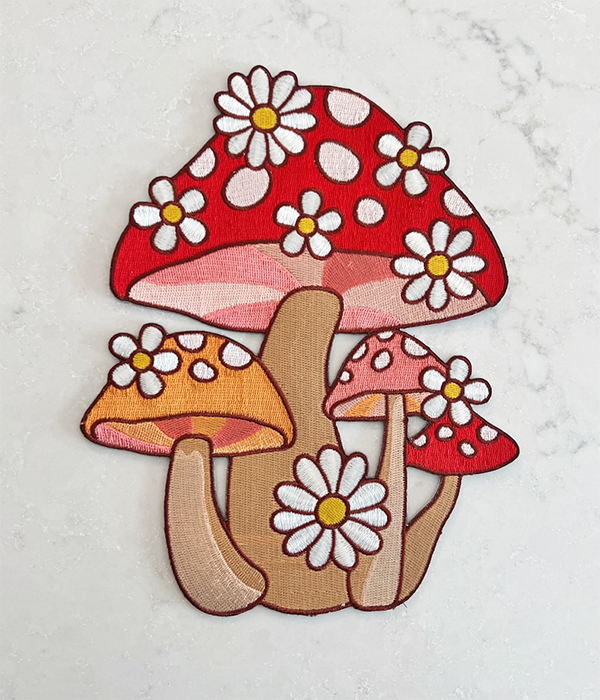Mushroom & Daisy Cluster Patch - XL Back Patch
