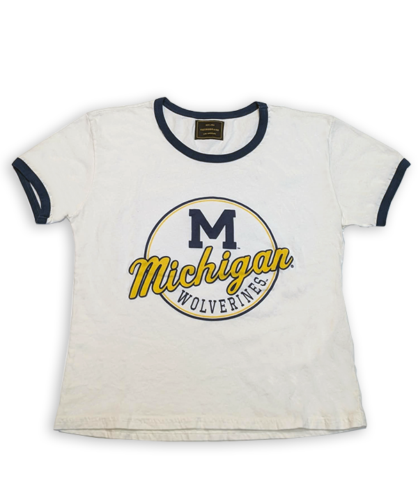 Womens Michigan Circle Logo Ringer Tee