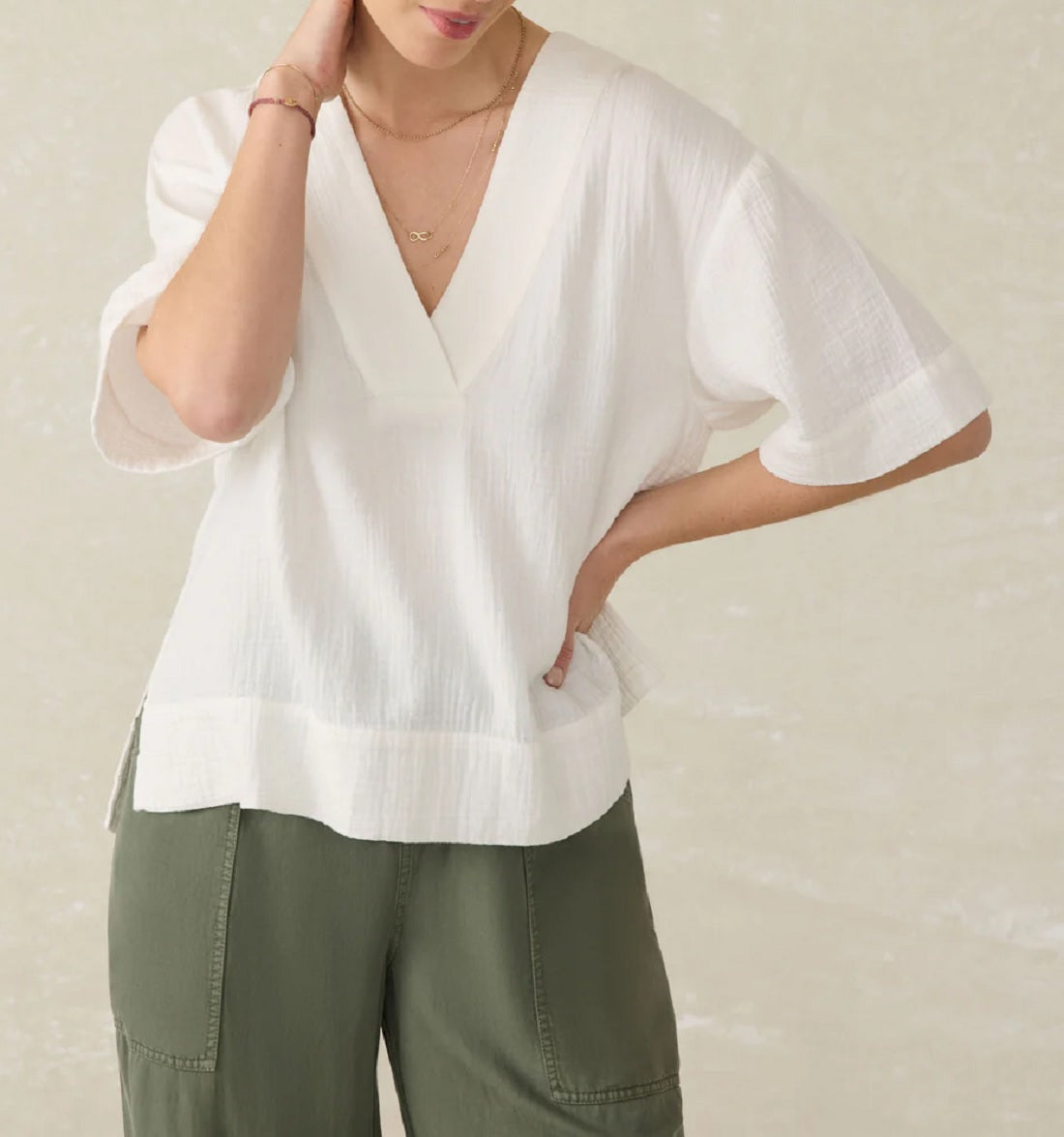 Womens Dune Cotton Gauze Popover