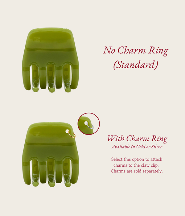 Small Hair Claw Clip â€” Mist with Silver Charm Ring