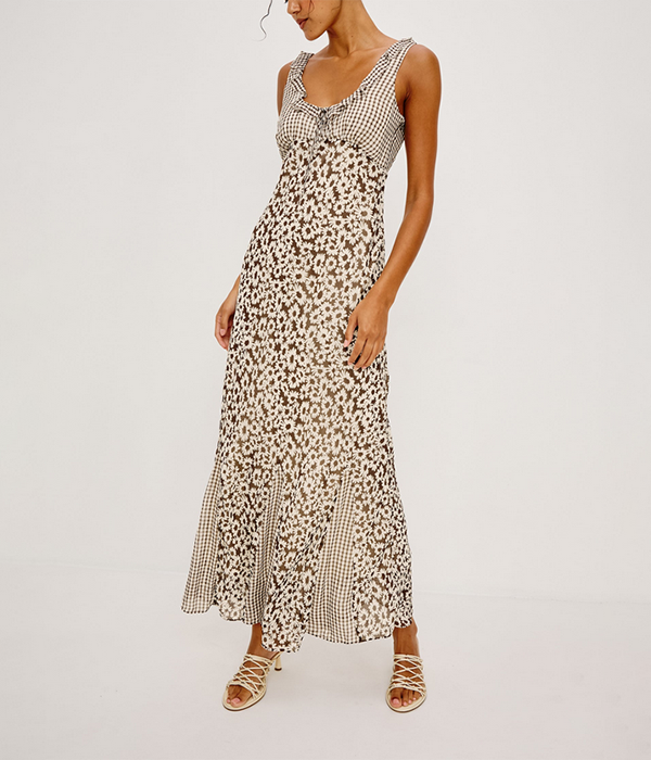 Womens Dahlia Dress in Espresso Daisy Gingham
