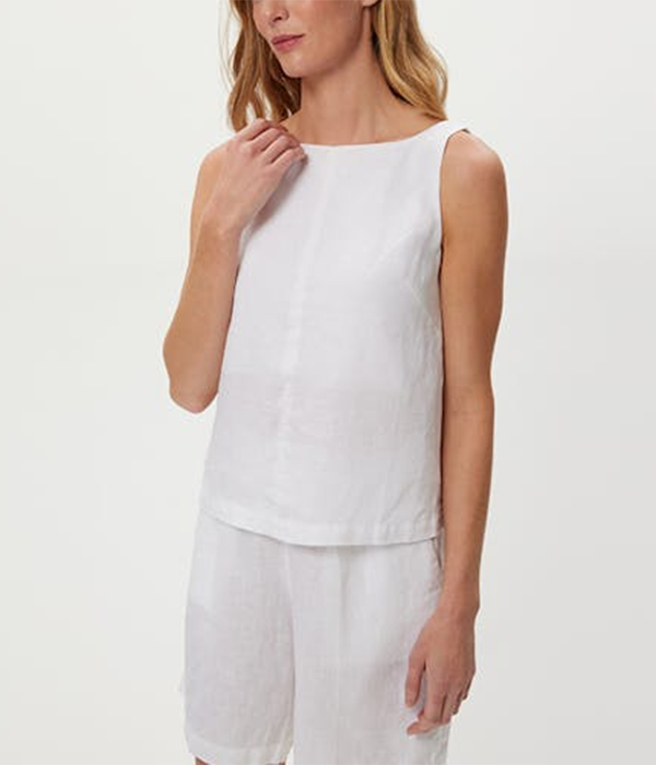 Womens Zora Straight Neck Sleeveless Top