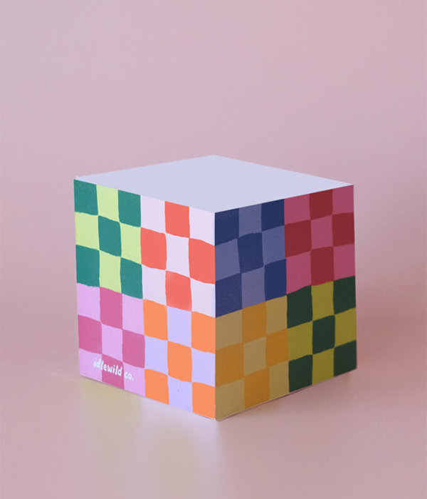 Rainbow Check Sticky Note Cube