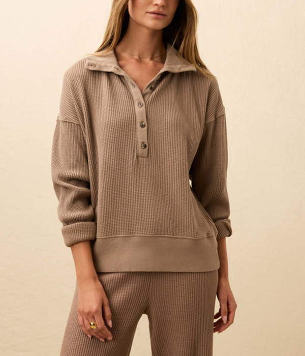 Womens Apres Waffle Henley