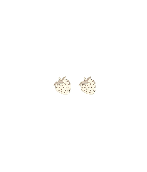 Womens Strawberry Stud Earrings in Sterling Silver