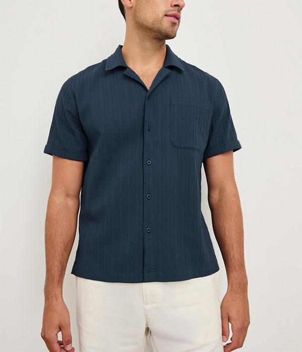 Mens Ohana S/S Button Down in Sea Blue
