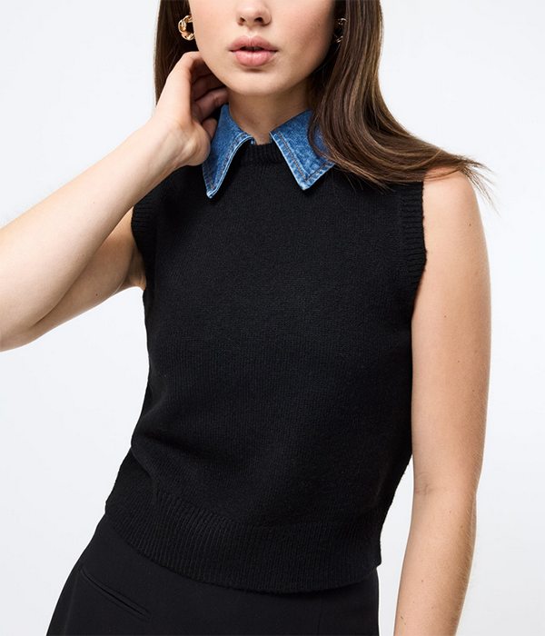 Womens Ellie Knit Collared Vest