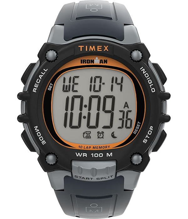 Timex Ironman Classic 10 44mm PU Strap Watch - Digital Face Grey Strap