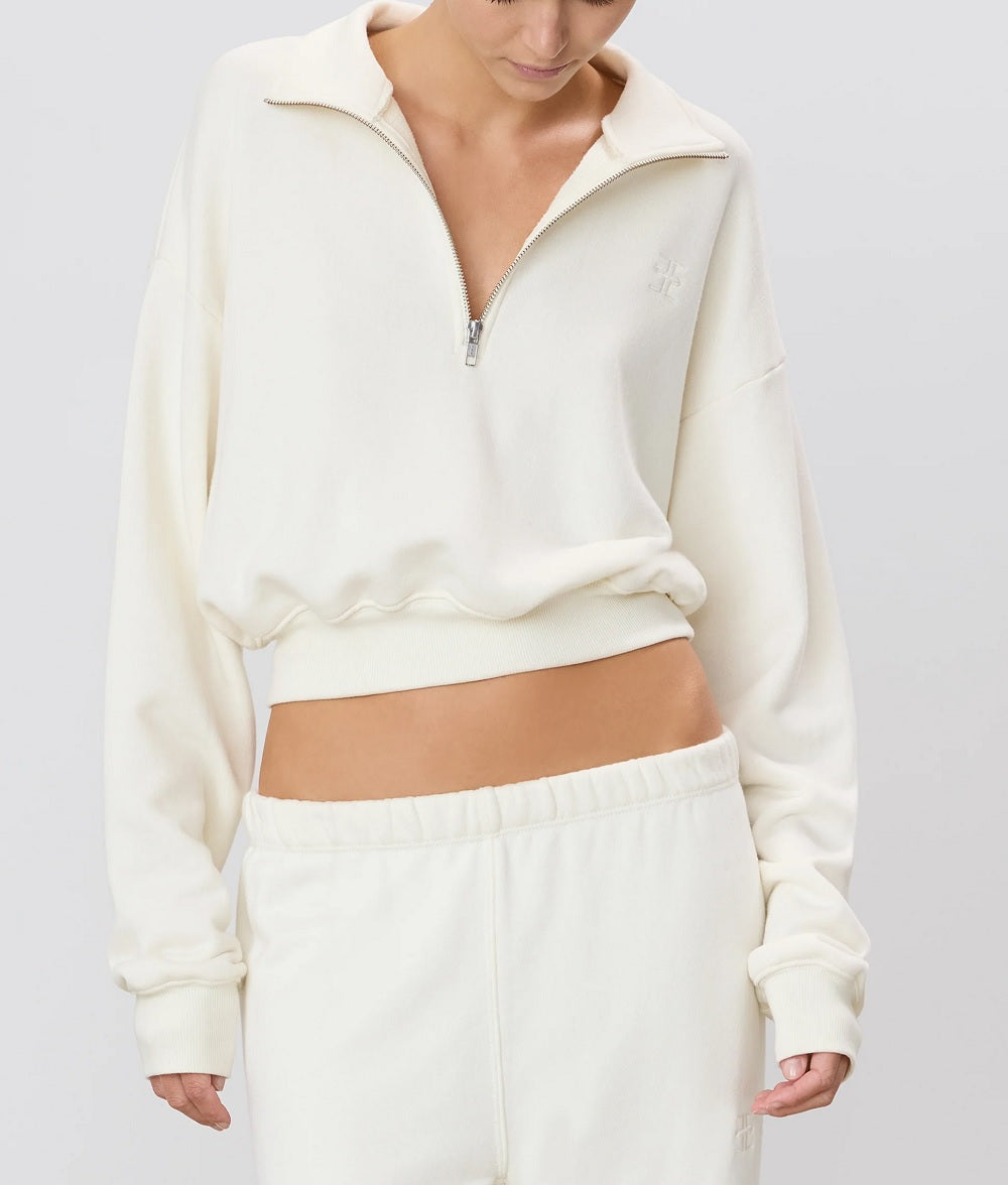 Womens Cropped Half-Zip Sweatshirt