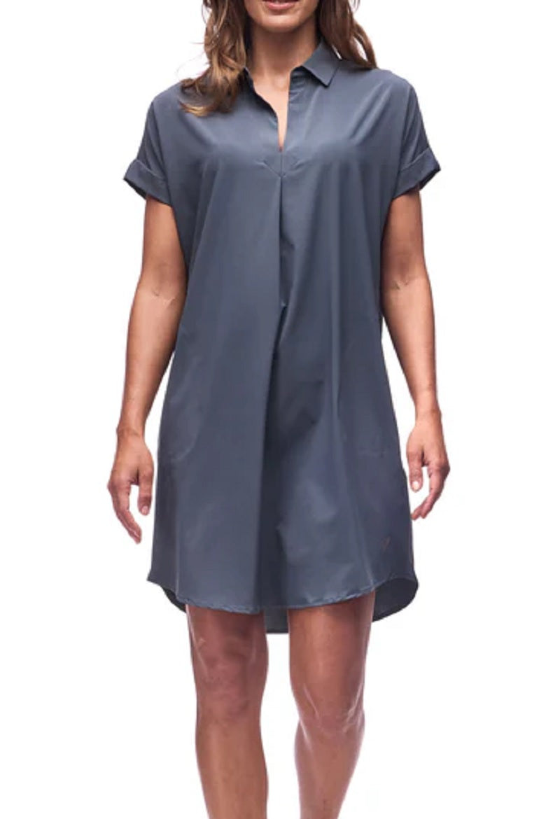 Womens Frivol Knee Length Short Sleeve Shirt Dress S25