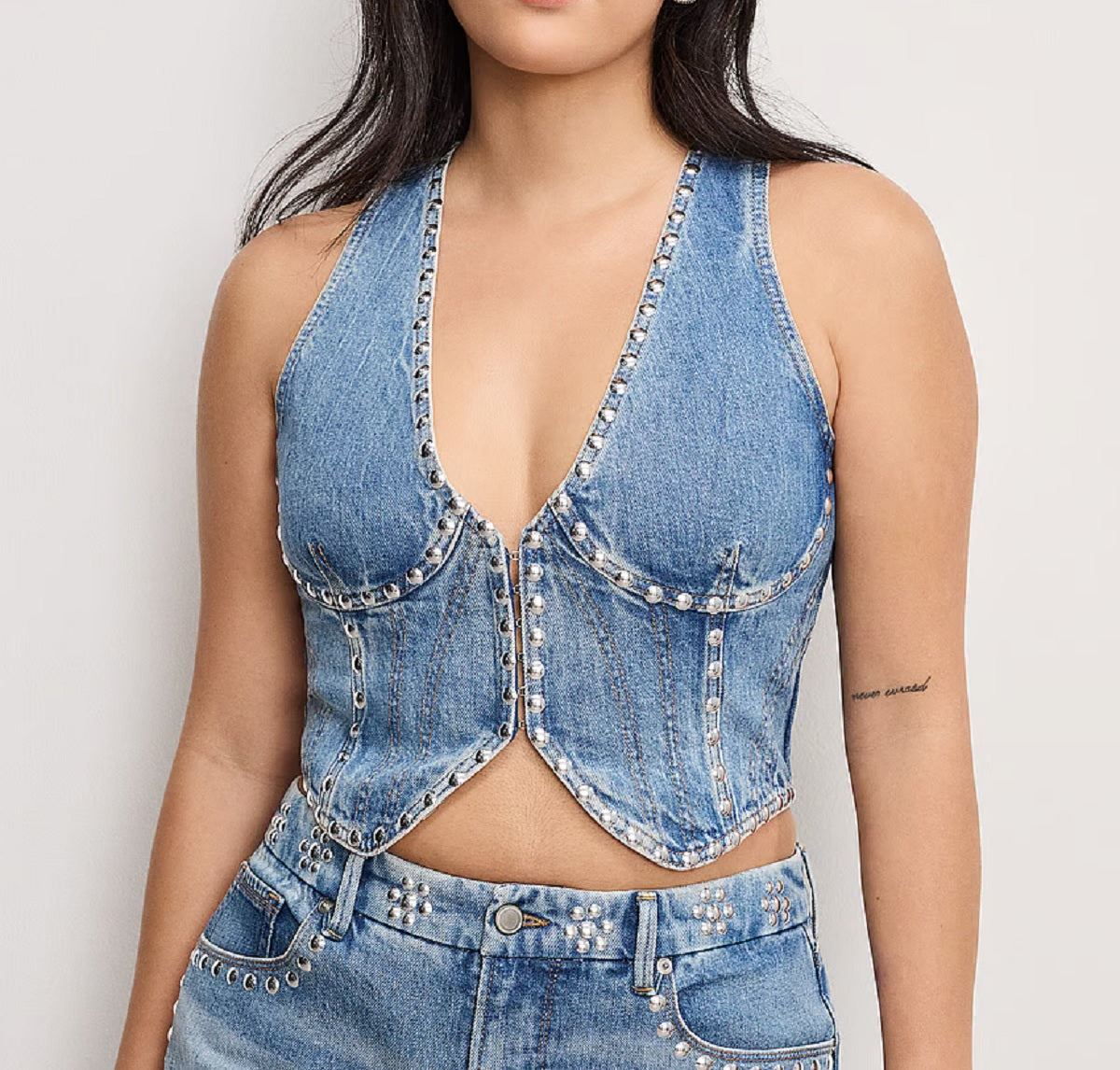 Womens Studded Denim Vest