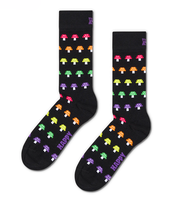 Mens Mushroom Stripe Sock in Black