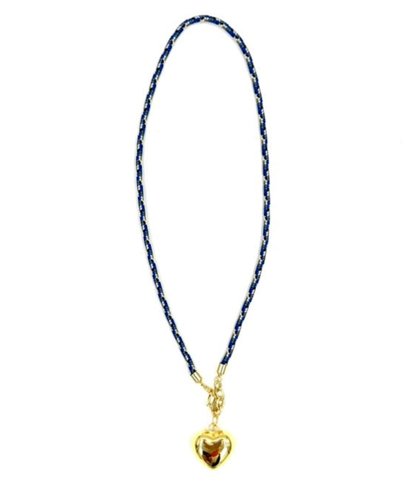 Womens Ashley Gold Stainless Steel Gold Plated Heart Puff Cord Necklace