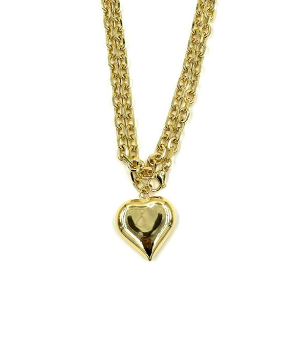 Womens Ashley Gold Stainless Steel Small Puff Long Necklace