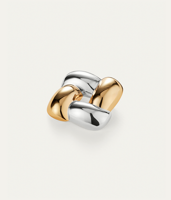 Womens Woven Square Brooch in Two-Tone