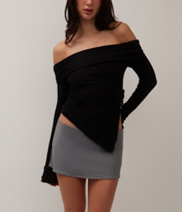Womens Soler Fold Over Knit Top