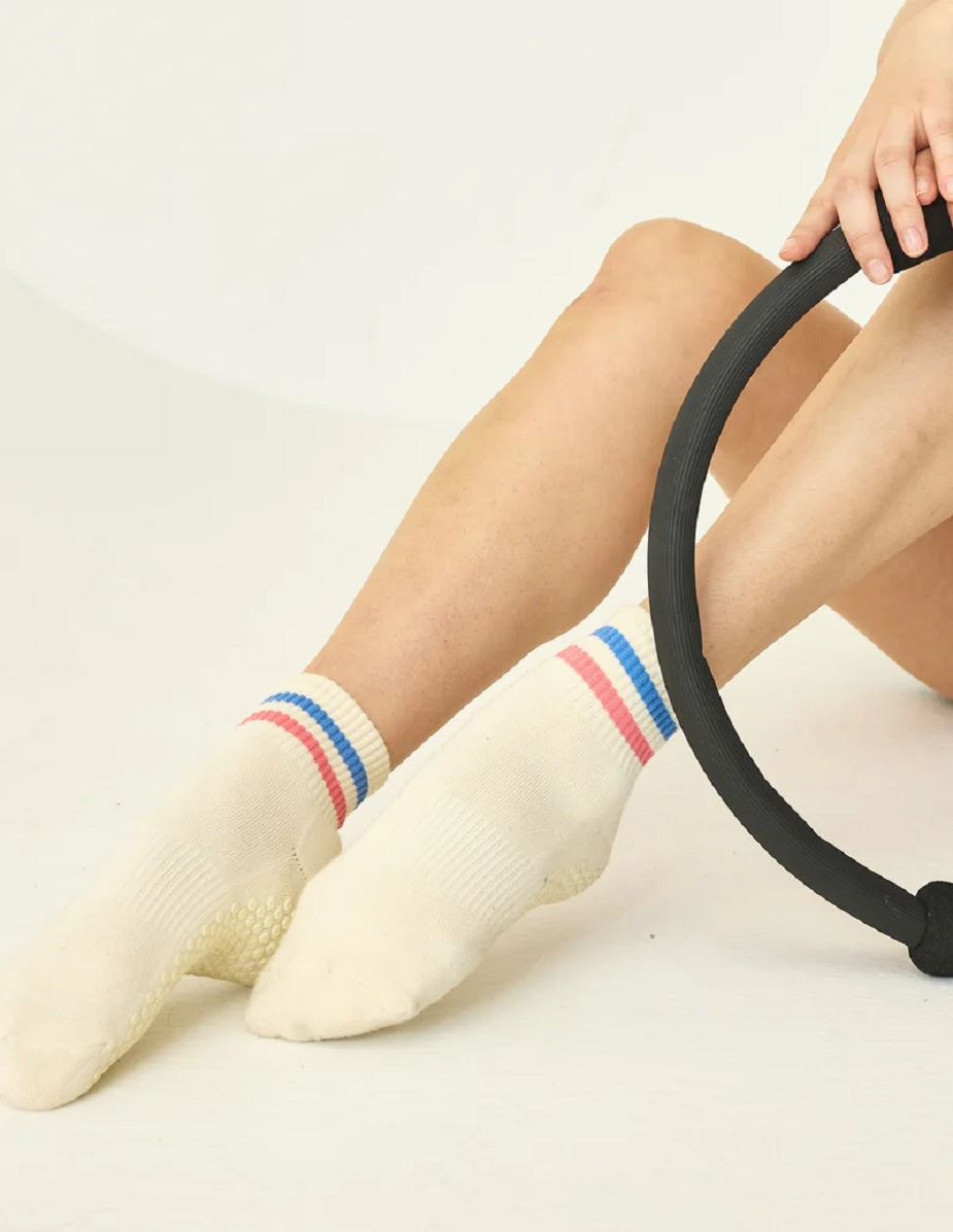The Boyfriend Sock in Apricot and Blue