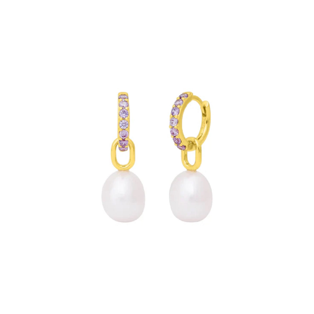 Womens Juliette Pearl Huggies Gold