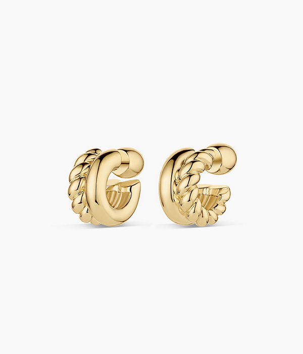 Womens Crew Stacked Huggies - 18k Gold