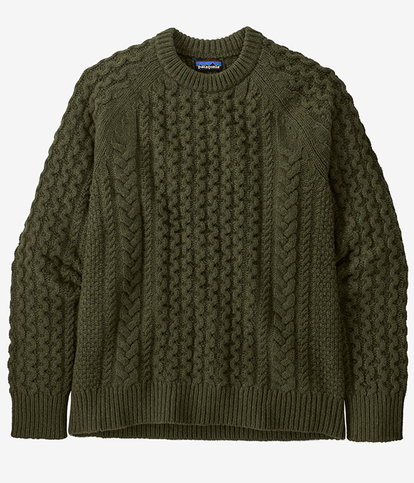 Recycled Wool-Blend Cable Knit Crewneck Sweater F25