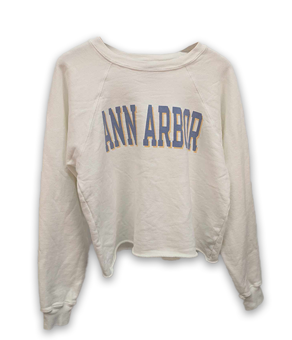 Womens Crop Sweatshirt Ann Arbor Blue/Yellow Font