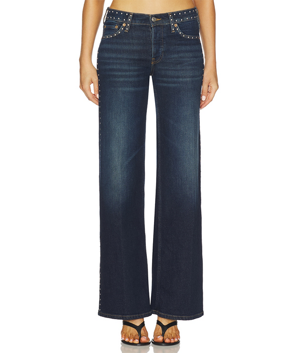 Womens Studded Mid Rise Wide Leg in Barely Worn Stud
