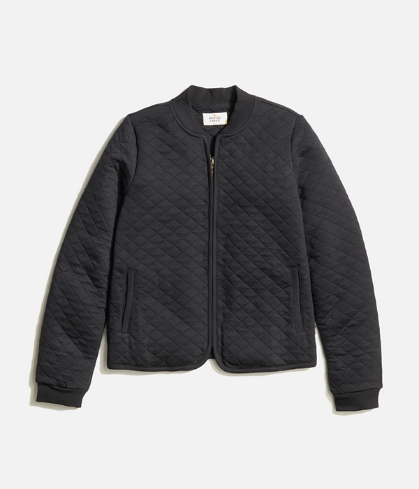 Womens Corbet Quilted Bomber in Black