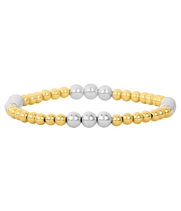 Womens 4MM Yellow Gold Filled Bracelet with 5MM Sterling Silver - 6