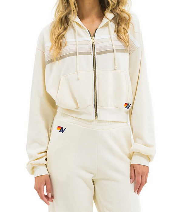 5 STRIPE - CROPPED ZIP HOODIE RELAXED