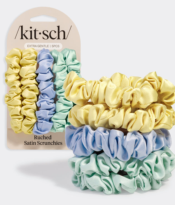 Ruched Satin Scrunchies 5pc Set - Multi-Color