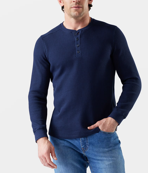 Mens Waffle Long Sleeve Henley
