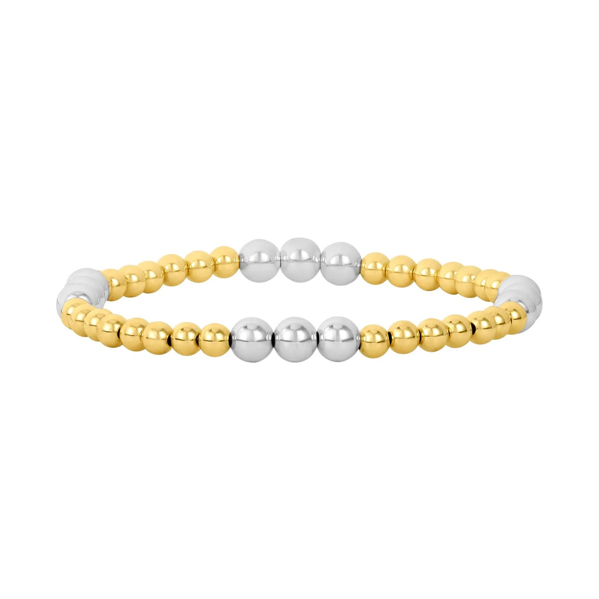 Womens 4MM Yellow Gold Filled Bracelet with 5MM Sterling Silver - 6.25