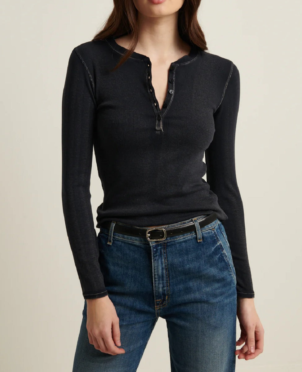 Womens LS Cot/Modal Vintage Rib Henley