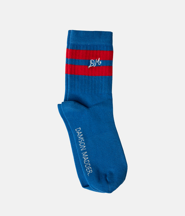 Womens Sporty Calf Length Socks - Blue & Red
