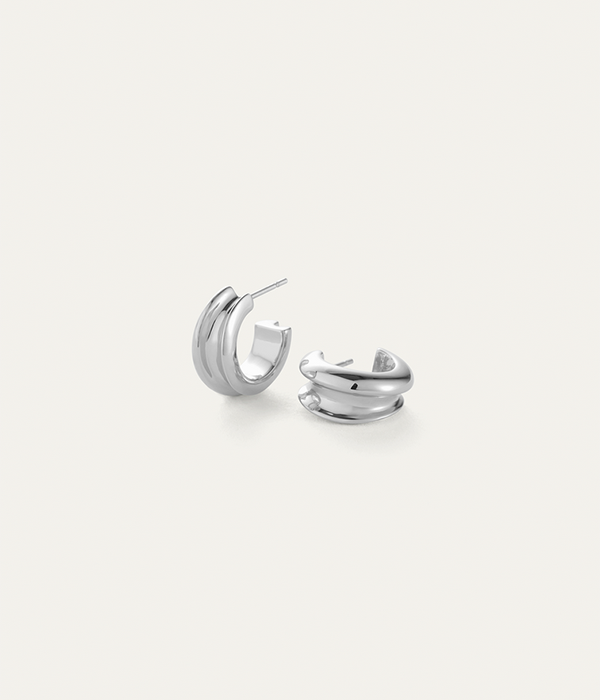 Womens Mini Lennon Hoops in High Polish Silver