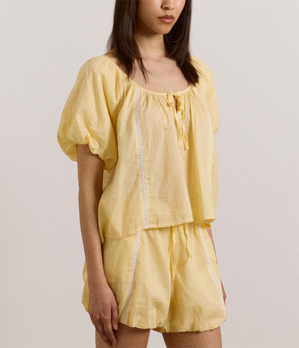 Womens Maura Lace Trim Top - Butter