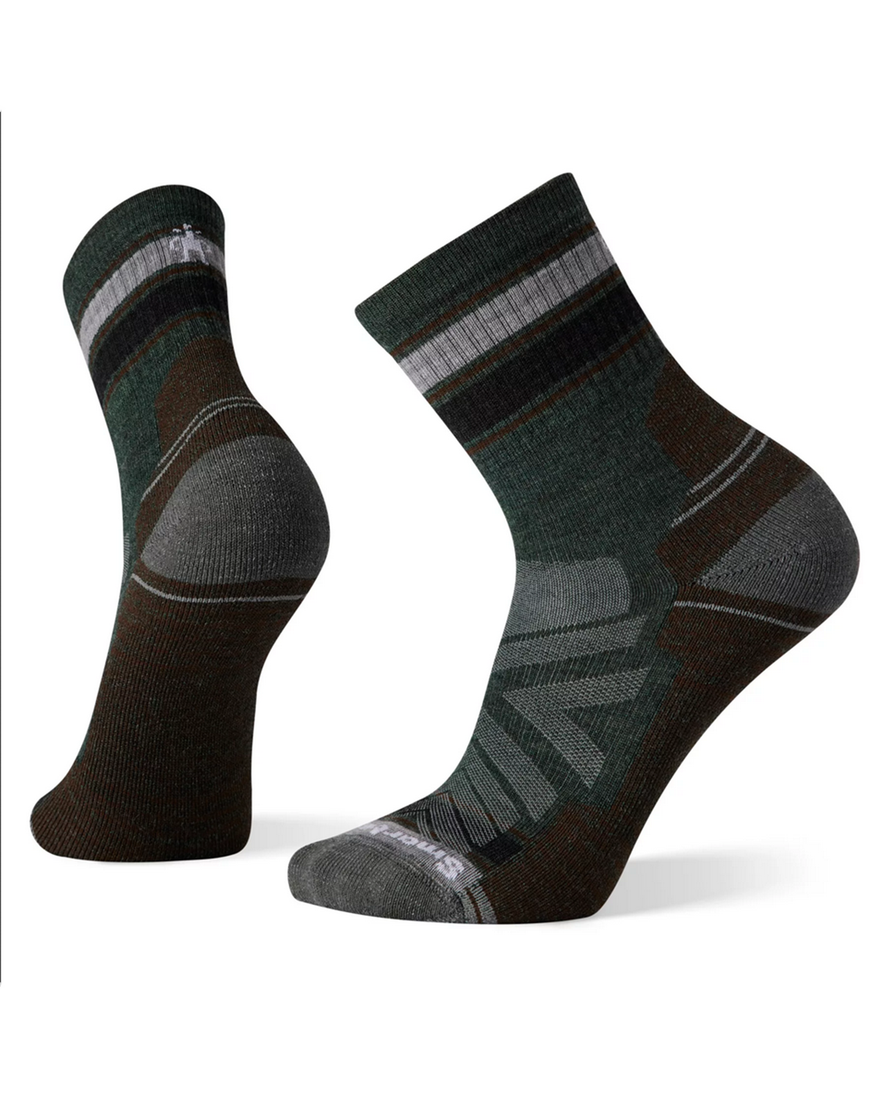 Mens Performance Hike Light Cushion Striped Mid Crew