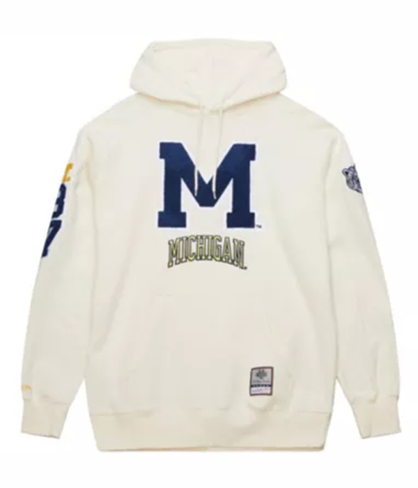 Mens NCAA SSWAGGER Hoodie Michigan in Cream