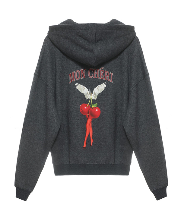 Womens Mon Cheri Racer Hoodie in Charcoal Heather