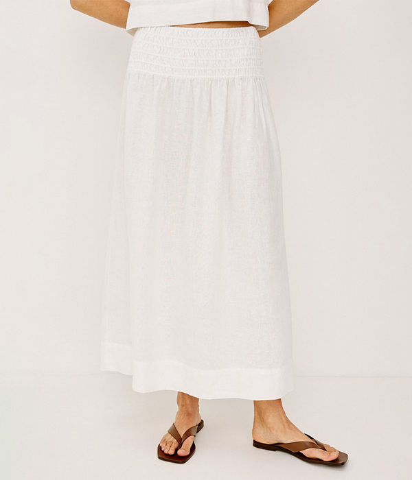 Womens Alessa Skirt in White Linen