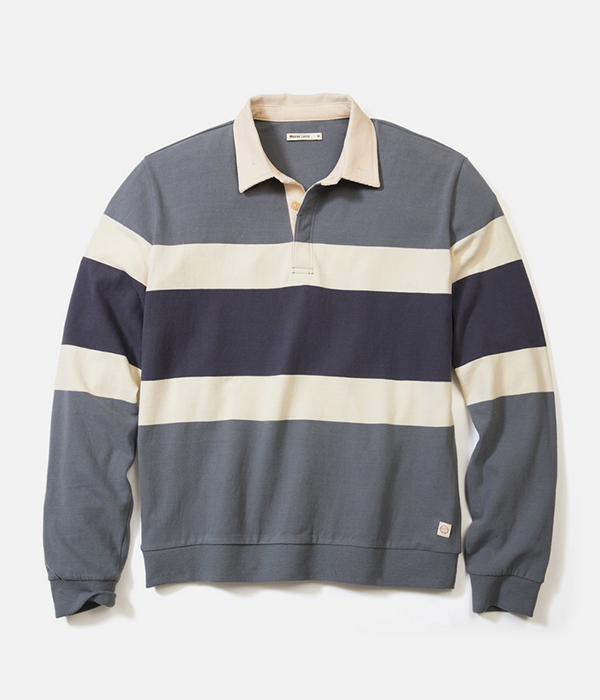 Mens Sueded Rugby Polo in Stormy Weather Colorblock