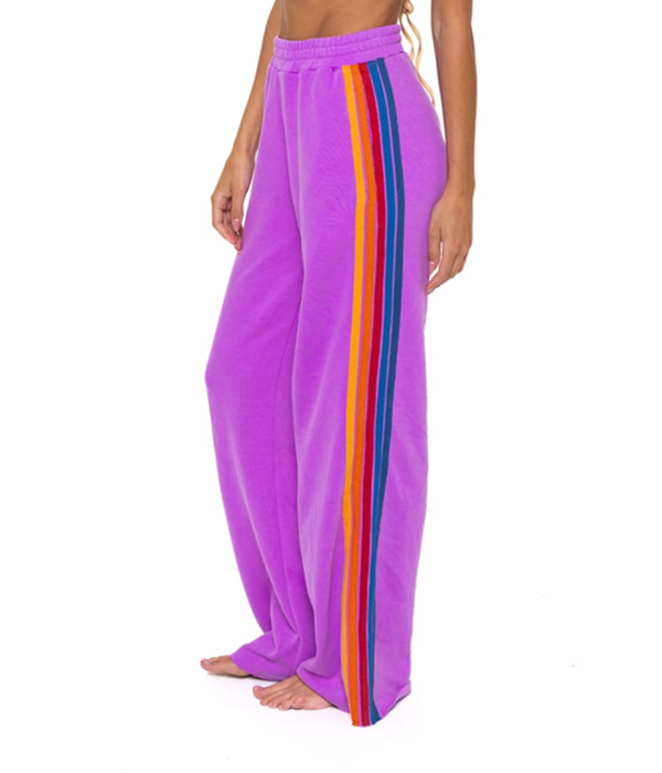 Womens 5 Stripe Wide Leg Pocket Sweatpant