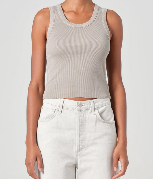 Womens Shrunken Poppy Tank in Drab