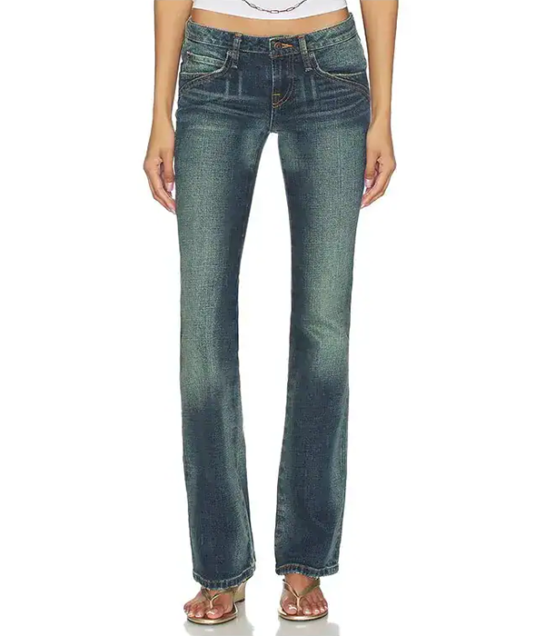 Womens Low Rise Flare in Cold Wash