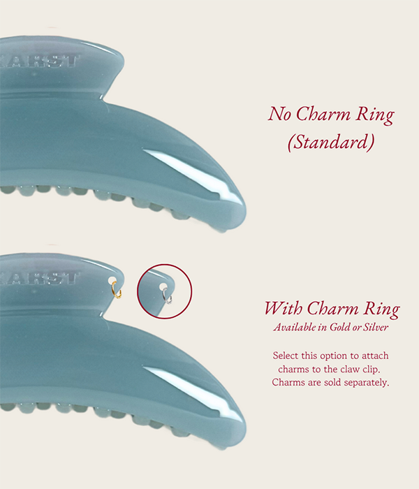 Slim Hair Claw Clip With SILVER Charm Ring â€” Starlight Tile